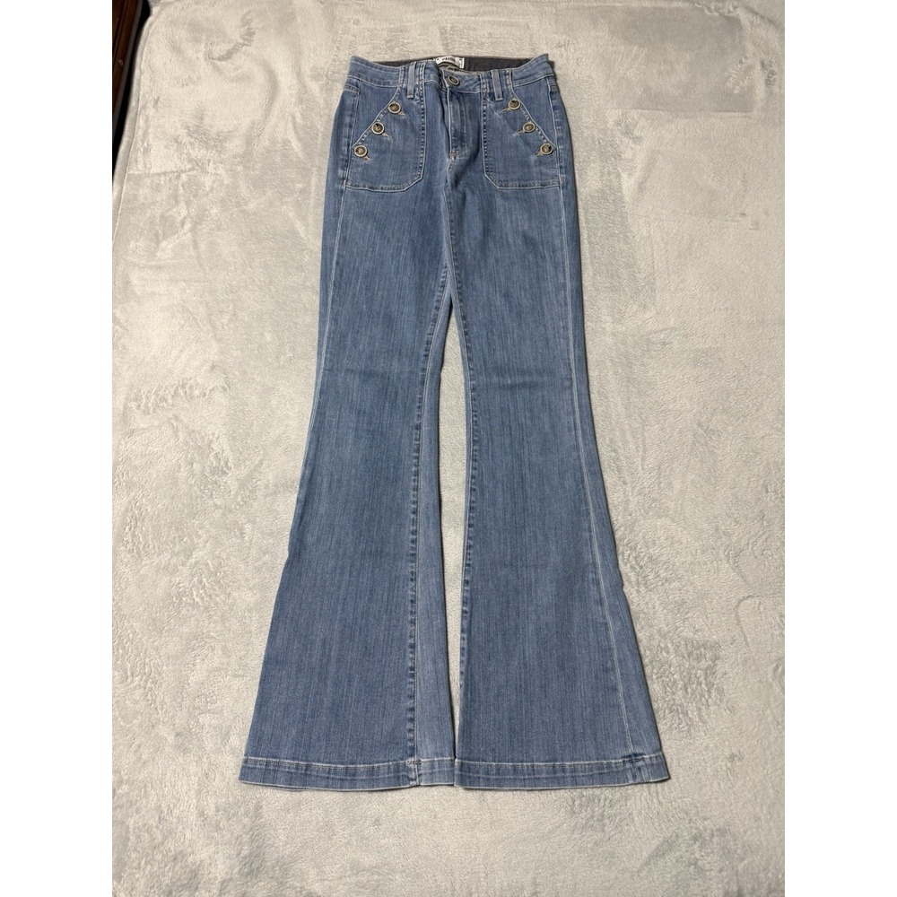 PAIGE High Rise Bell Canyon Flare Jeans Womens 27 Blue Medium Wash 27x33